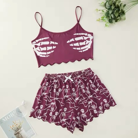 Miss Glam Co. Other - Women's Pajama Set Halloween Skeleton Cami Top & Shorts Sleepwear Loungewear Set
